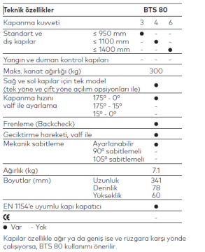 Dorma BTS 80 Cam Kapı Pompası