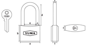 Yuma Sarı Uzun Asma Kilitler 32mm - 12 Adet