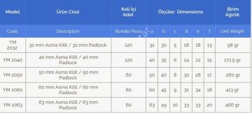 Yuma Uzun Asma Kilitler 60mm - 12 Adet