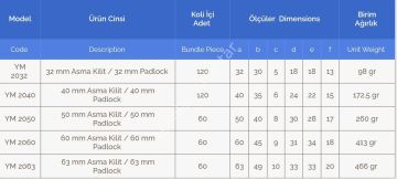 Yuma Uzun Asma Kilitler 50mm - 12 Adet