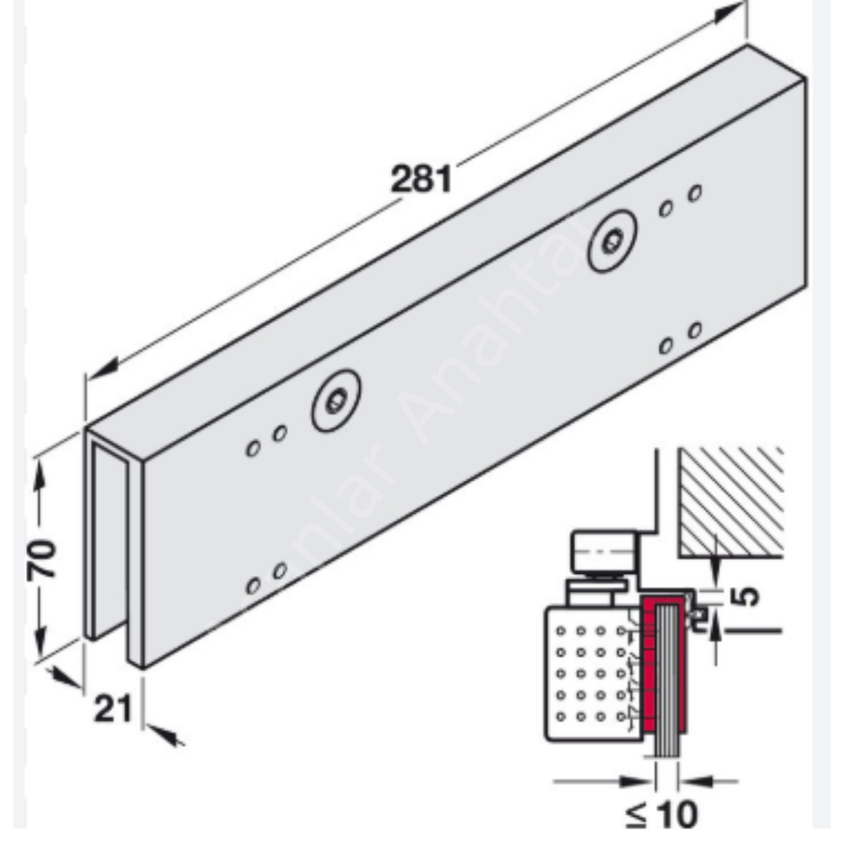 Dorma Kapı Hidroliği Cam Bağlantı Elemanı ( TS 91/92 İçin )