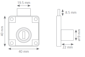 Kare Çekmece Kilidi - Nikel 12 Adet - Katlanır Anahtar METAL Gövde