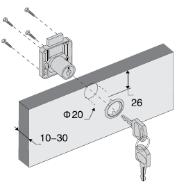Kare Çekmece Kilidi - Nikel 12 Adet - Katlanır Anahtar METAL Gövde